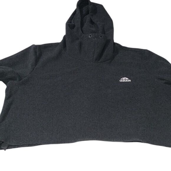 Adidas Womens Cropped Hoodie Pullover Sweatshirt M Black Cotton Blend Long Sleev - Picture 2 of 12